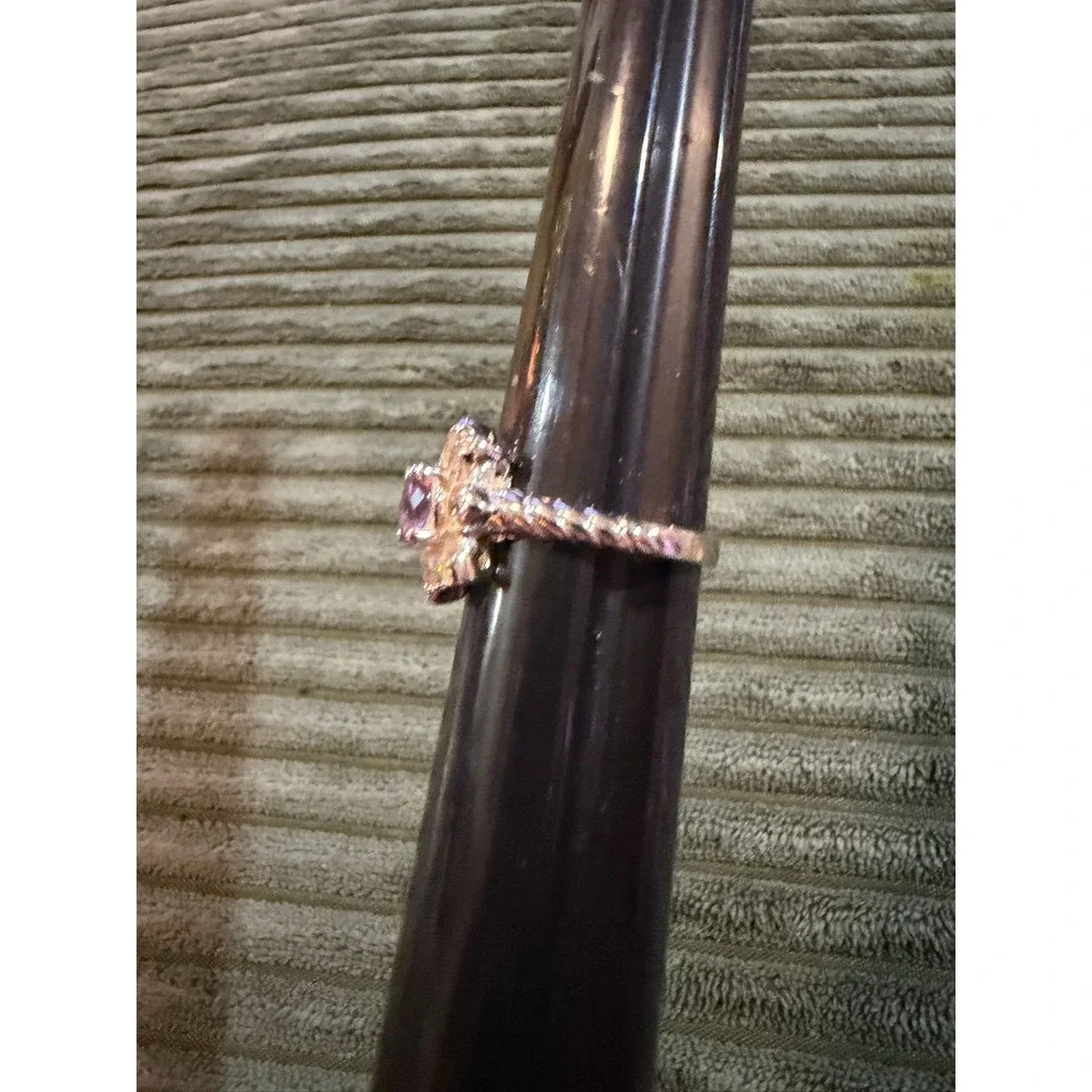 Sparkling Flower Ring Amethyst Saphire‎ Sterling Silver Statement Ring